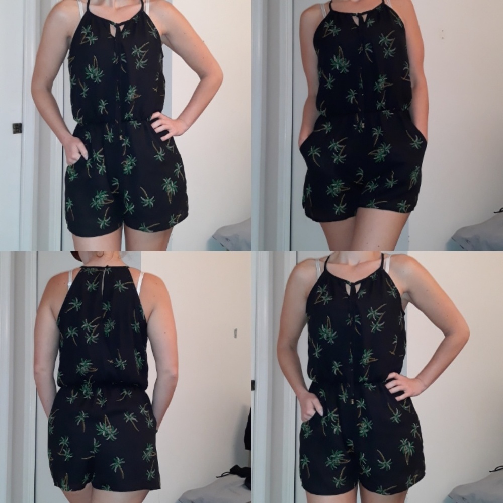 Palm tree print romper